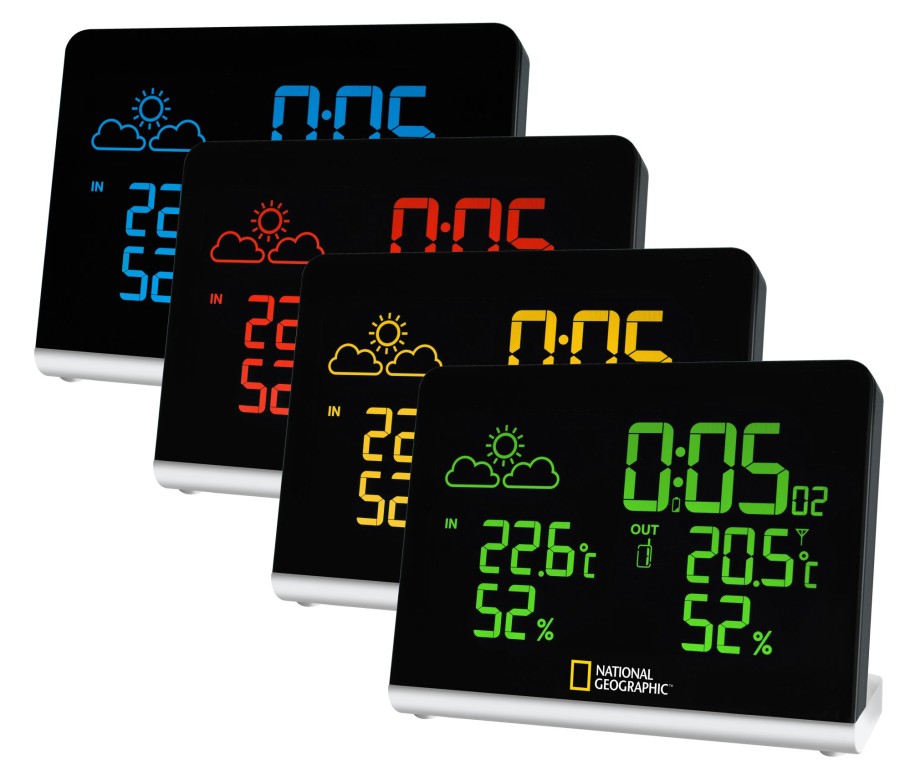 Wetterstationen | Bresser National Geographic Multi Colour Funkwetterstation Mit Wechselndem Farbdisplay