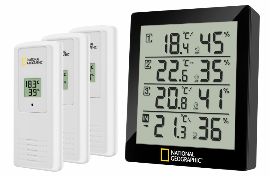 Raumklima Und Luftqualitat | Bresser National Geographic Digitales Thermo-Hygrometer Fur 4 Messbereiche - Schwarz