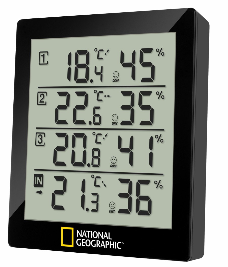 Raumklima Und Luftqualitat | Bresser National Geographic Digitales Thermo-Hygrometer Fur 4 Messbereiche - Schwarz