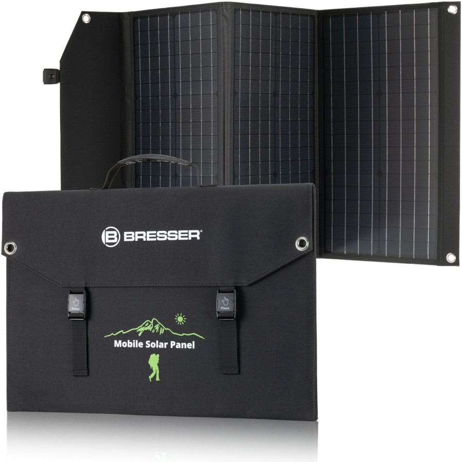 Mobile Stromversorgung | Bresser Bresser Mobiles Solar-Ladegerat 90 Watt Mit Usb- U. Dc-Anschluss