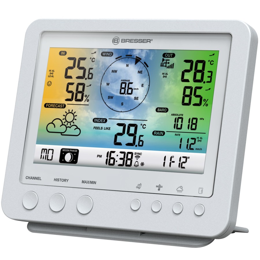 Wlan-Wetterstationen/-Center | Bresser Bresser Wlan Farbwetterstation Mit 5-In-1 Profi-Sensor Weis