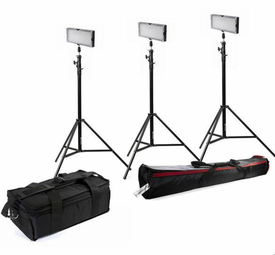 Led Sets | Bresser Bresser Sl-448 Led Dauerlicht Set (3X Led Und 3X Stativ)