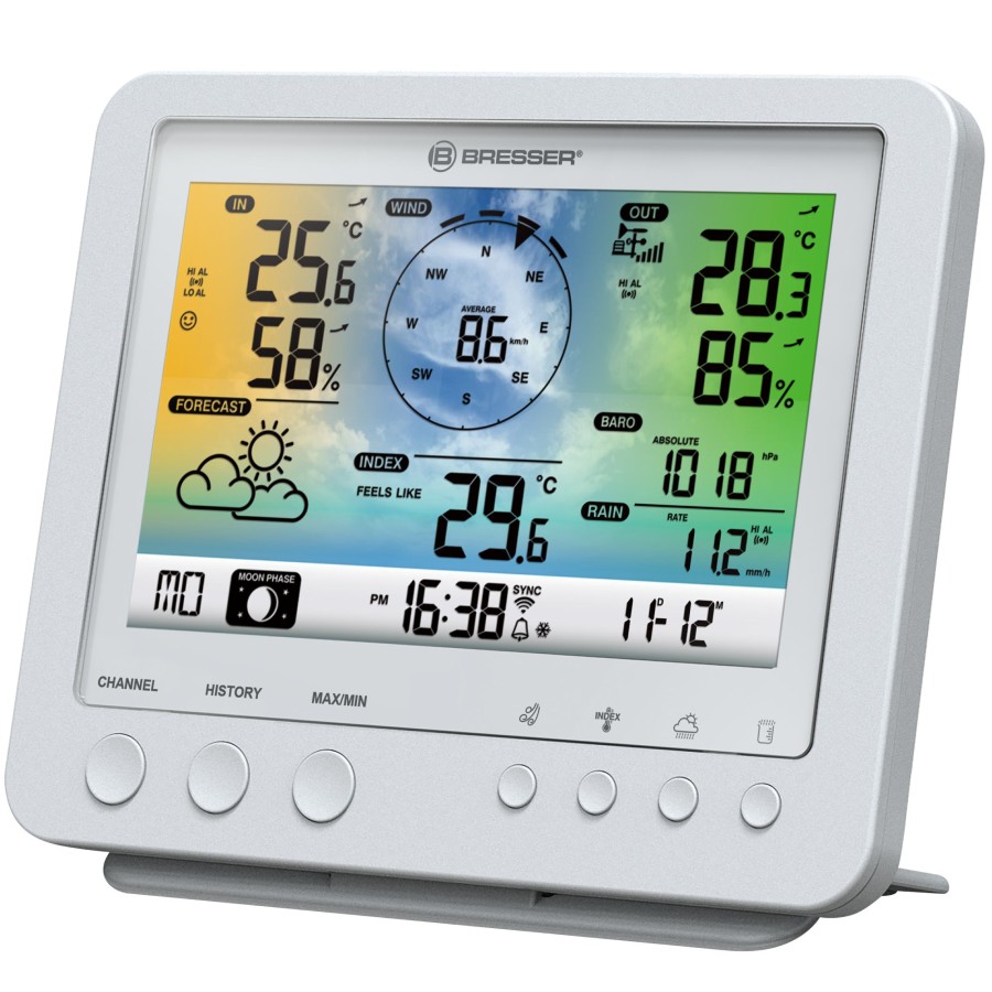 Wettercenter | Bresser Bresser Wlan Farbwetterstation Mit 5-In-1 Profi-Sensor Weis