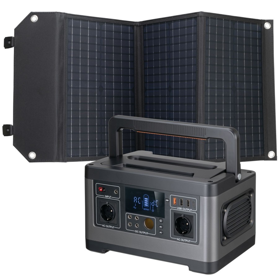 Stromversorgung | Bresser Bresser Set Mobile Power-Station 500 W + Solar-Ladegerat 60 W