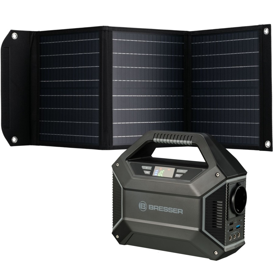 Mobile Stromversorgung | Bresser Bresser Set Mobile Power-Station 100 W + Solar-Panel 40 W