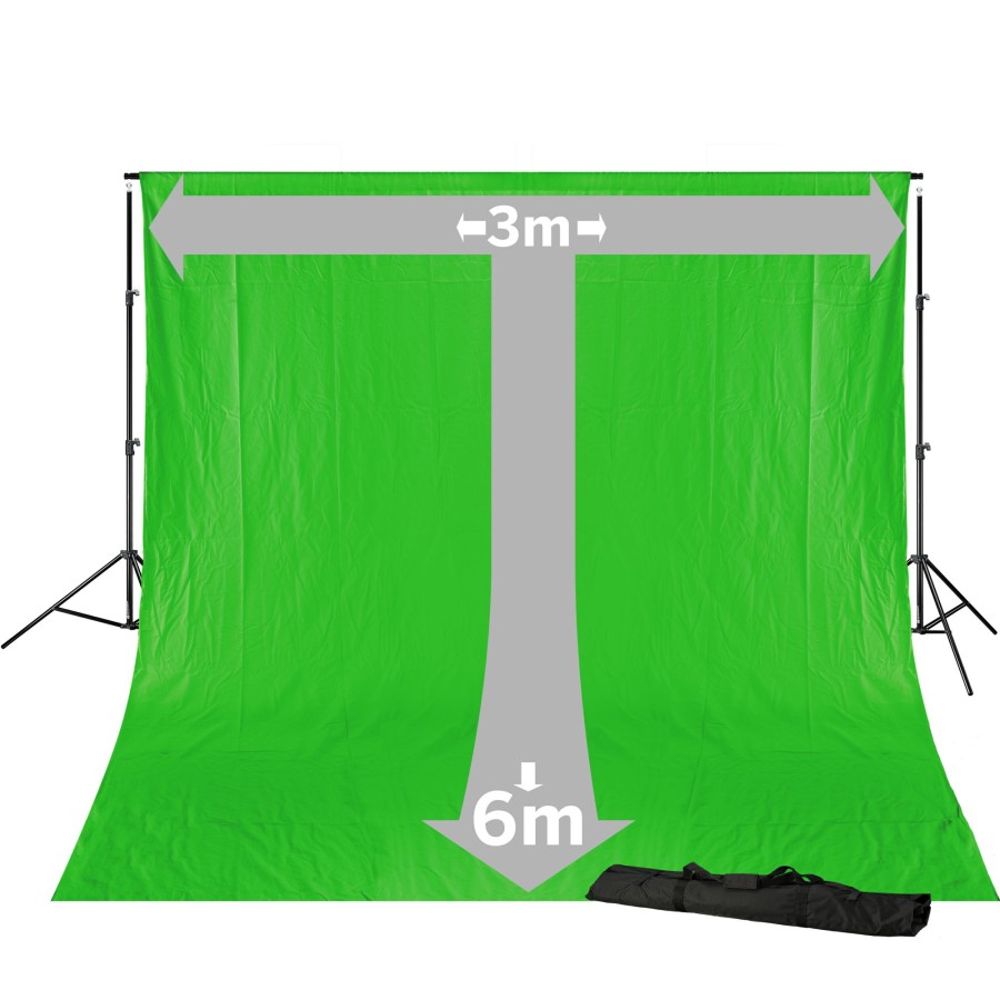 Hintergrundsysteme | Bresser Bresser Br-D23 Hintergrundsystem + Hintergrundstoff 3 X 6M Chromakey Grun