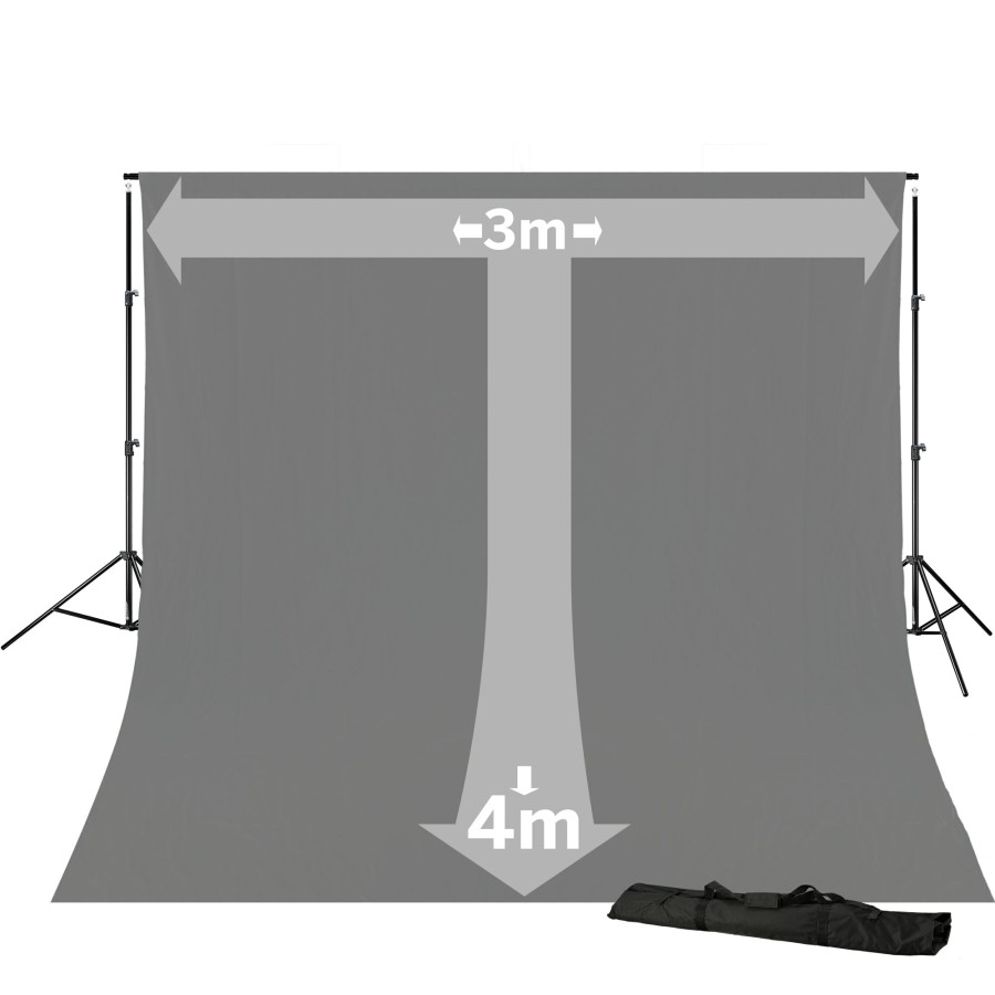 Hintergrundsysteme | Bresser Bresser Br-D23 Hintergrundsystem + Hintergrundstoff 3 X 4M Grau