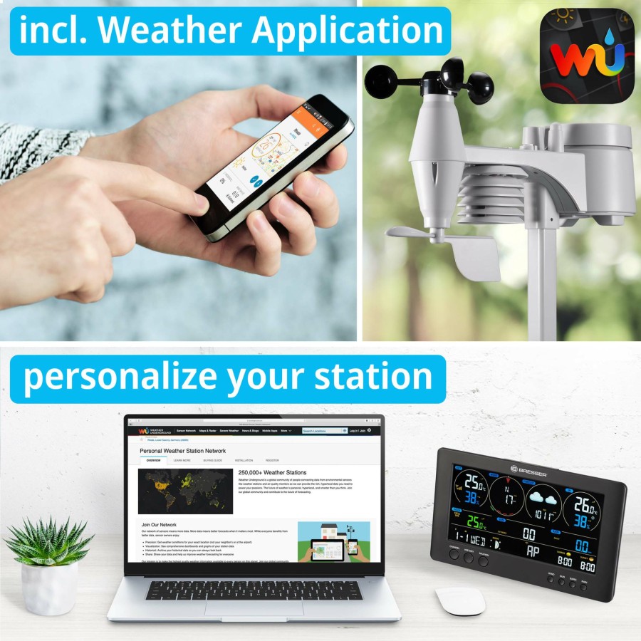 Wettercenter | Bresser Bresser Wlan Clearview Wetterstation Mit 7-In-1 Profi-Sensor