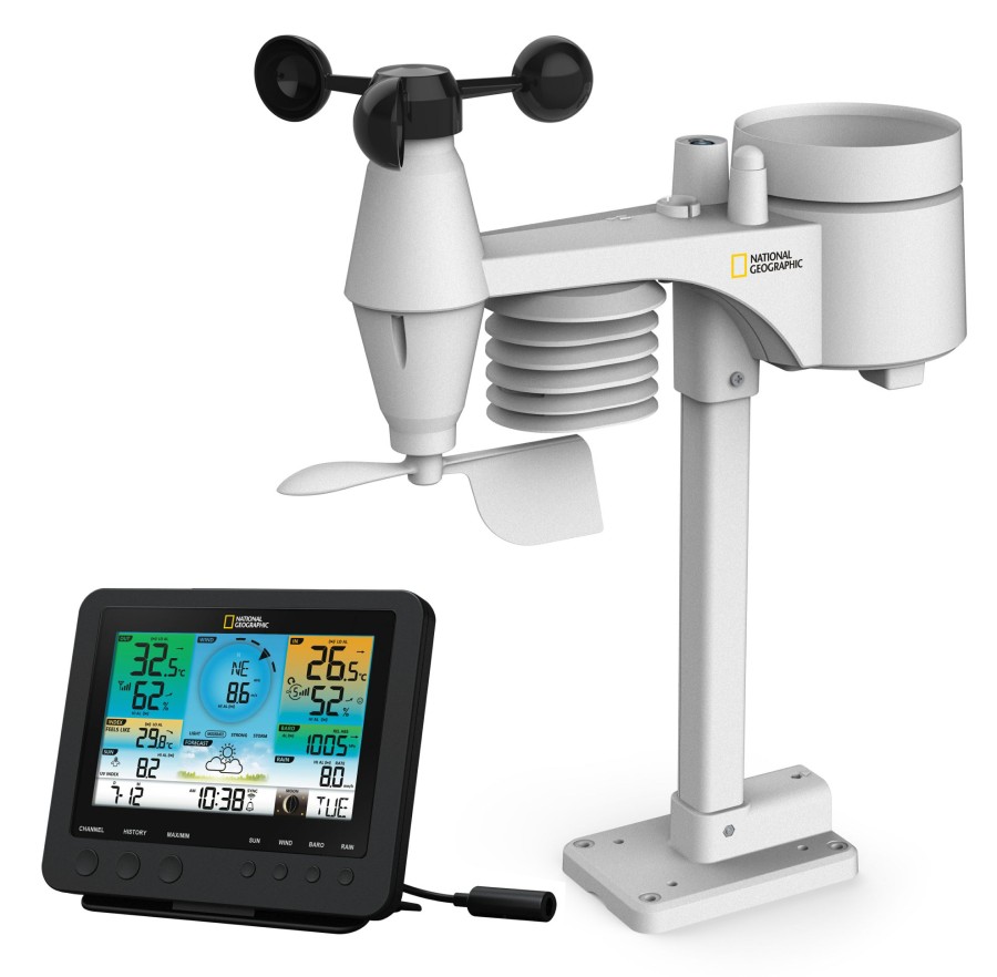 Wettercenter | Bresser National Geographic Wlan Farbwetterstation Mit 7-In-1 Profi-Sensor