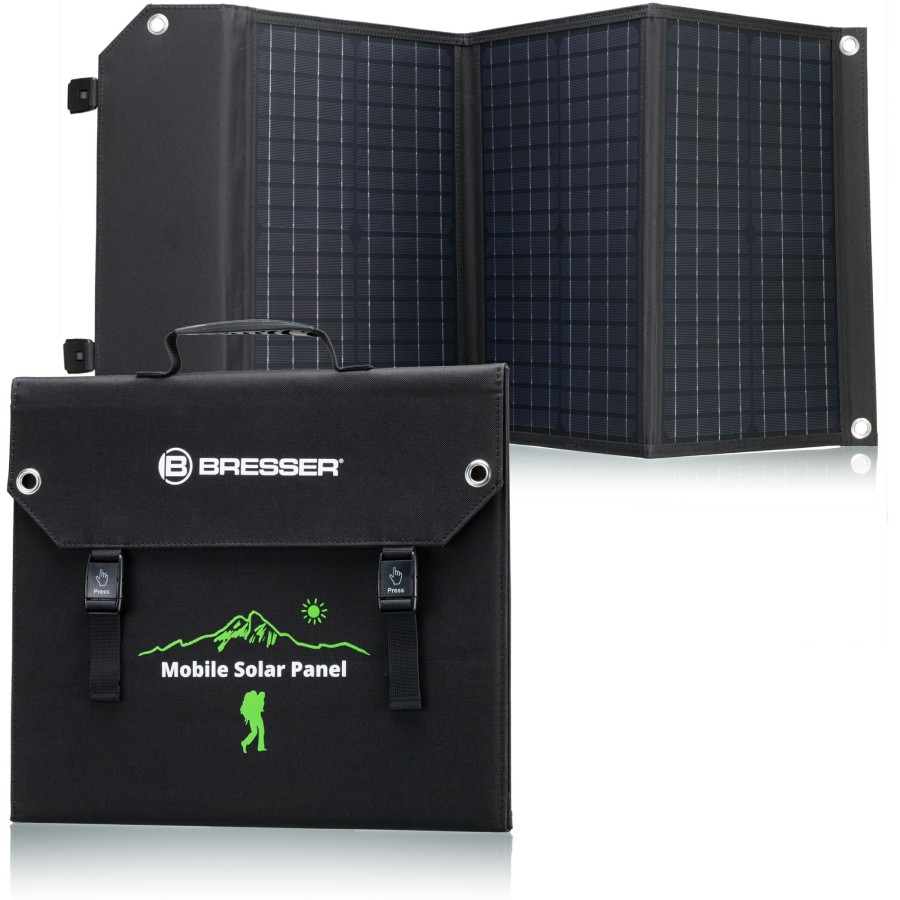 Mobile Stromversorgung | Bresser Bresser Mobiles Solar-Ladegerat 60 Watt Mit Usb- U. Dc-Anschluss